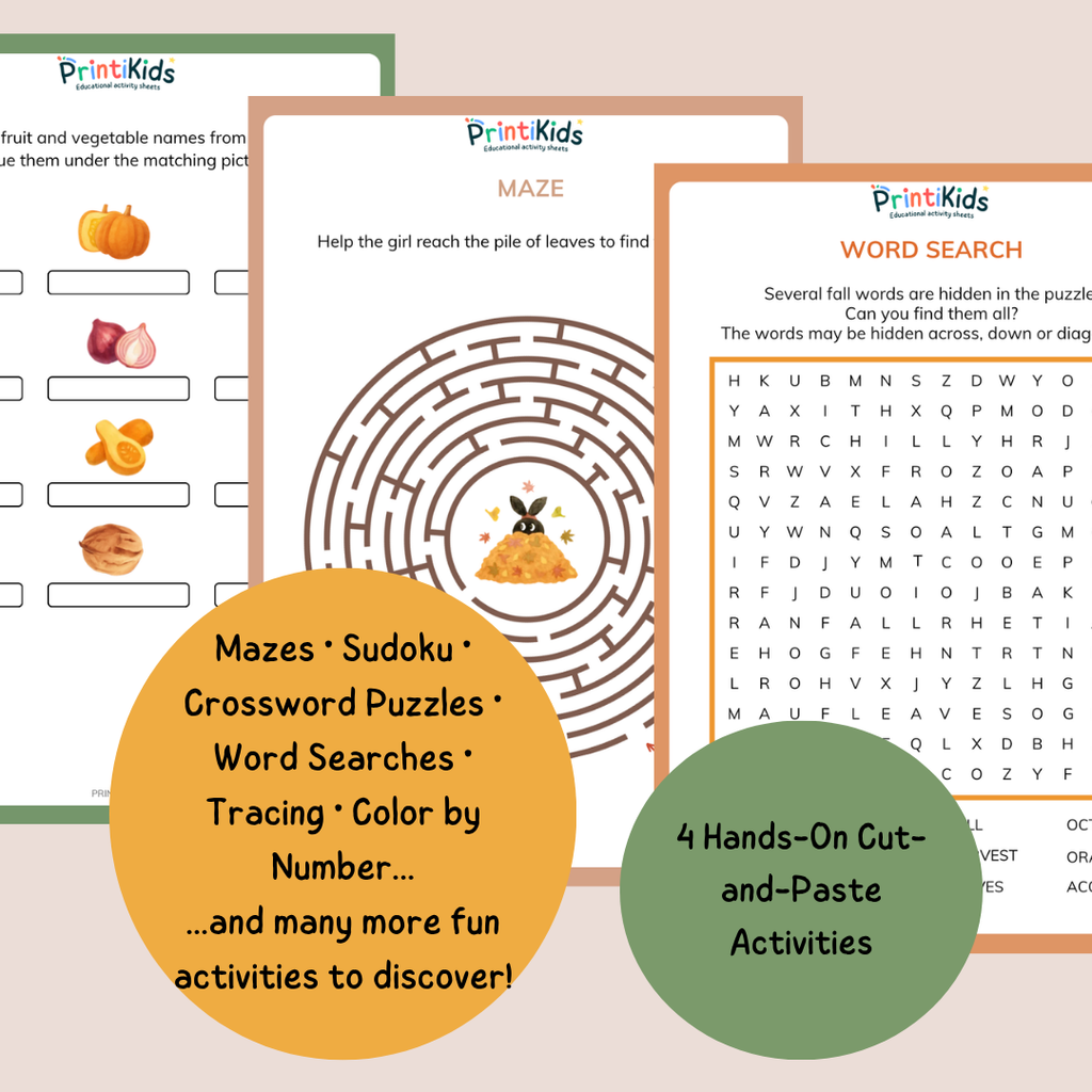 Complete Fall Activity Pack – 35 Printable Worksheets & Games – Grade 1–2