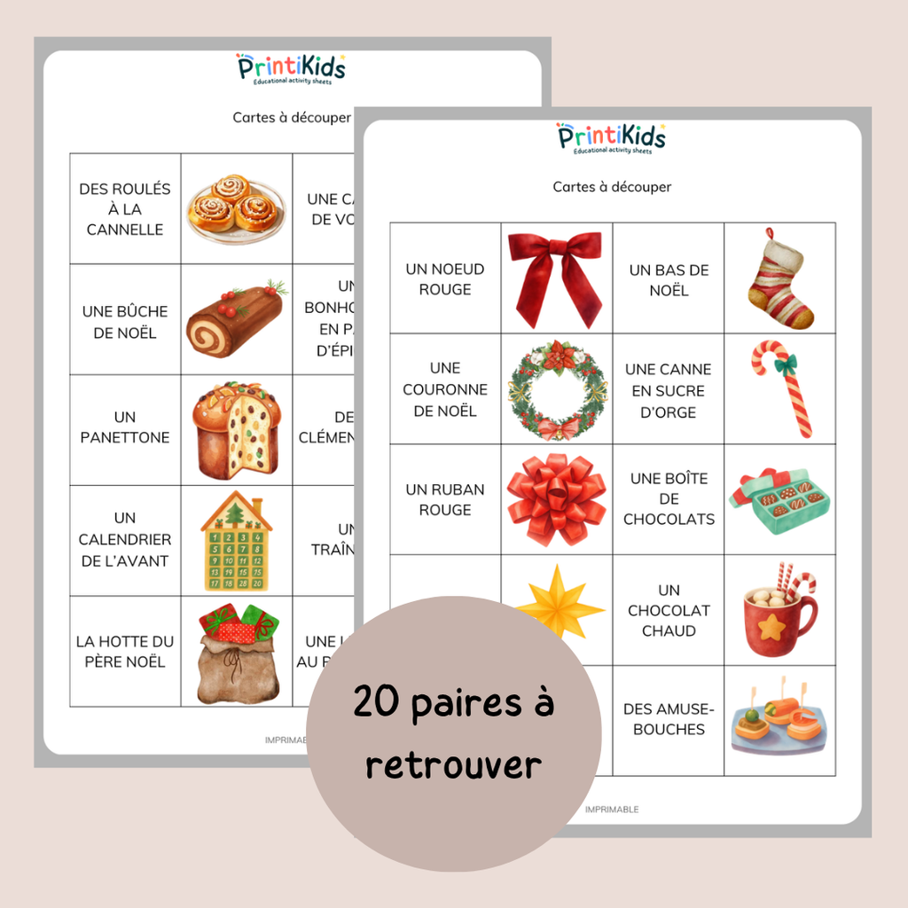 Memory de Noël – Jeu de lecture et vocabulaire - CP CE1