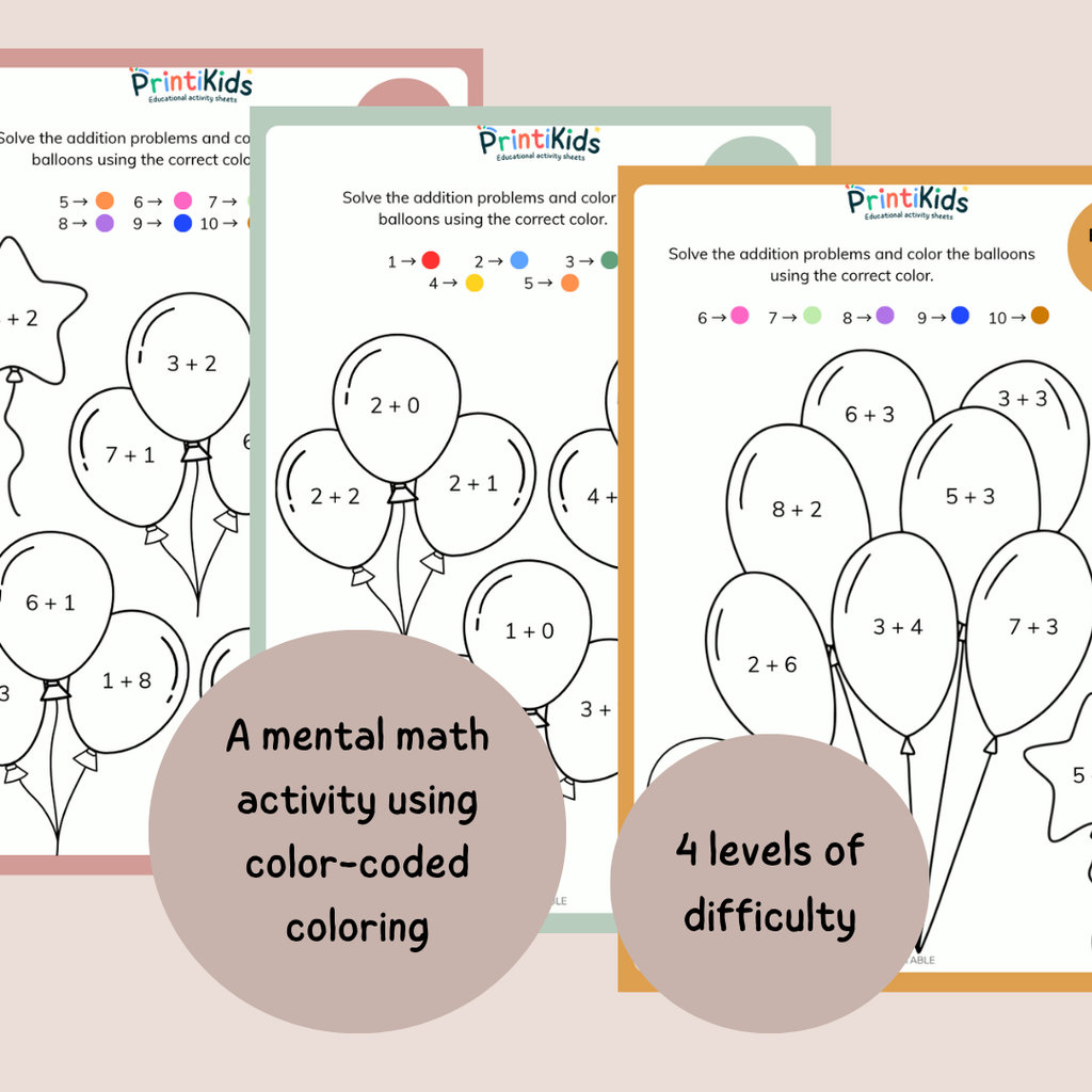 FREE Addition Balloon Game – Kindergarten & First Grade Worksheets