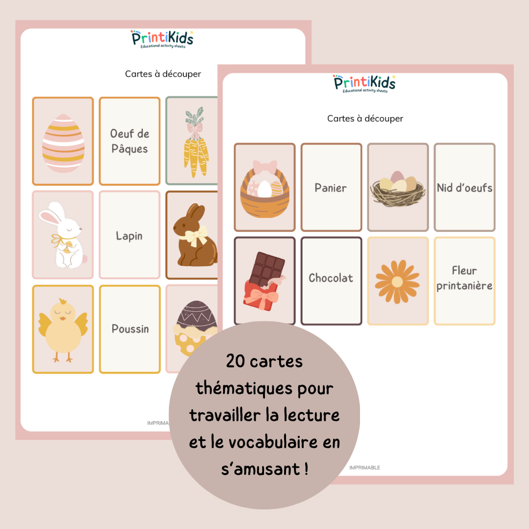 Jeu de memory de Pâques OFFERT – associer images et mots GS CP CE1