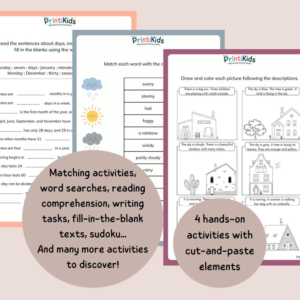 Seasons Activity Pack – 20 Worksheets (Ages 6–8 | Grade 1–2 / Year 2–3)