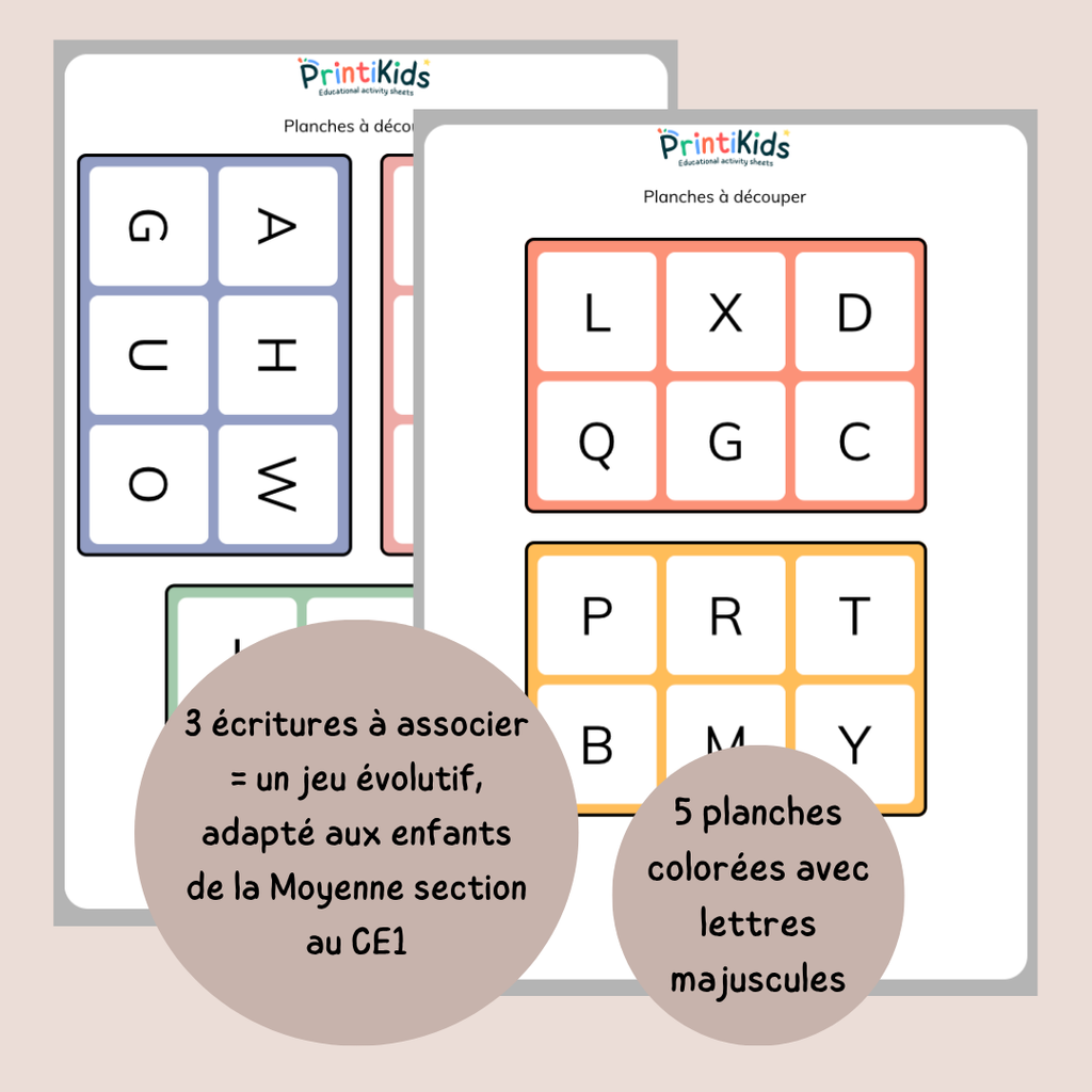 Loto des lettres à manipuler – Associer majuscules, minuscules et cursives – MS GS CP CE1