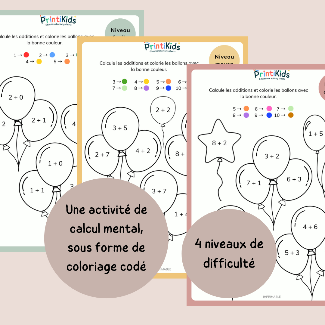 Jeu des ballons des additions OFFERT – s’entraîner aux additions - GS-CP