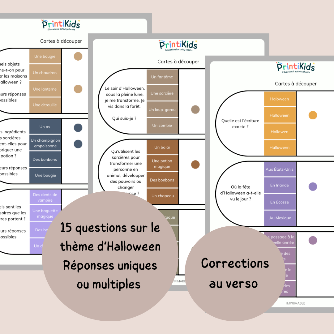 Cartes à pinces Halloween – Lecture et compréhension – CP CE1 CE2