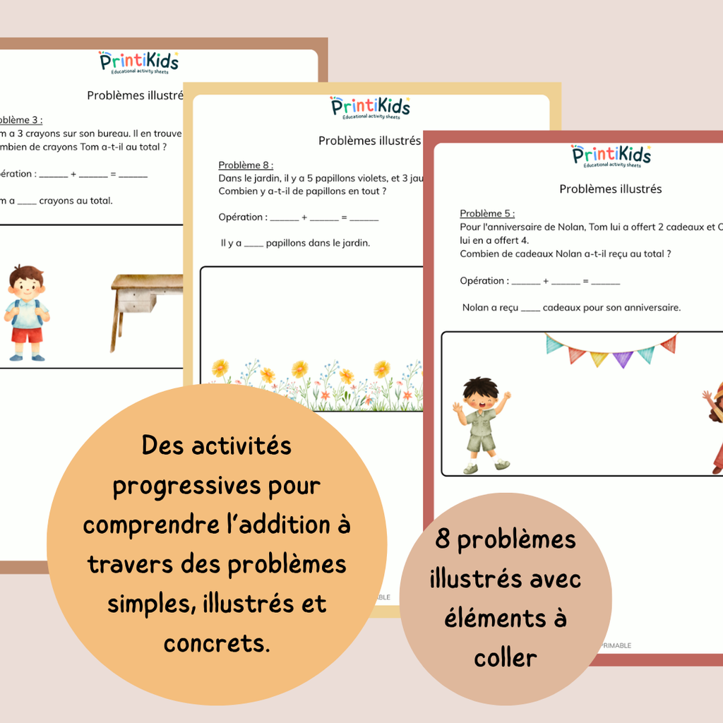 Pack d’additions – problèmes simples et illustrés - CP CE1