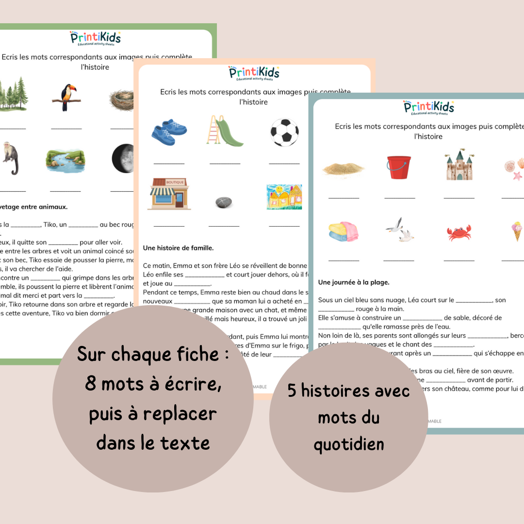 Lecture illustrée – Mots à compléter | CP