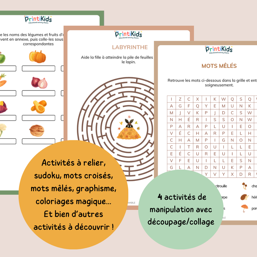 Maxi Pack d'activités d'automne à imprimer – 35 activités éducatives - CP CE1