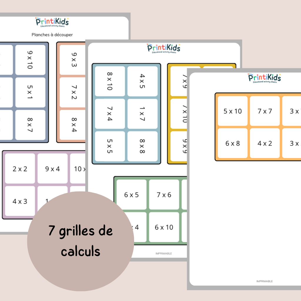 Loto des multiplications - CE1 - CE2