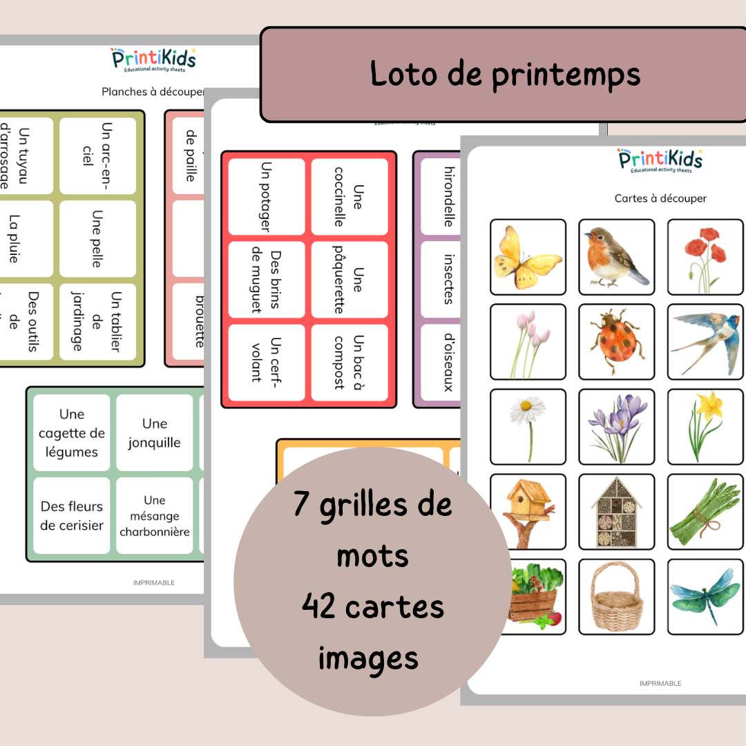 Pack jeux de printemps – Pack de 4 activités vocabulaire et lecture - CP CE1