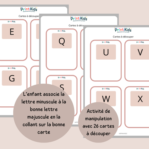Cartes mémoire alphabet – Associer lettres majuscules et minuscules - GS