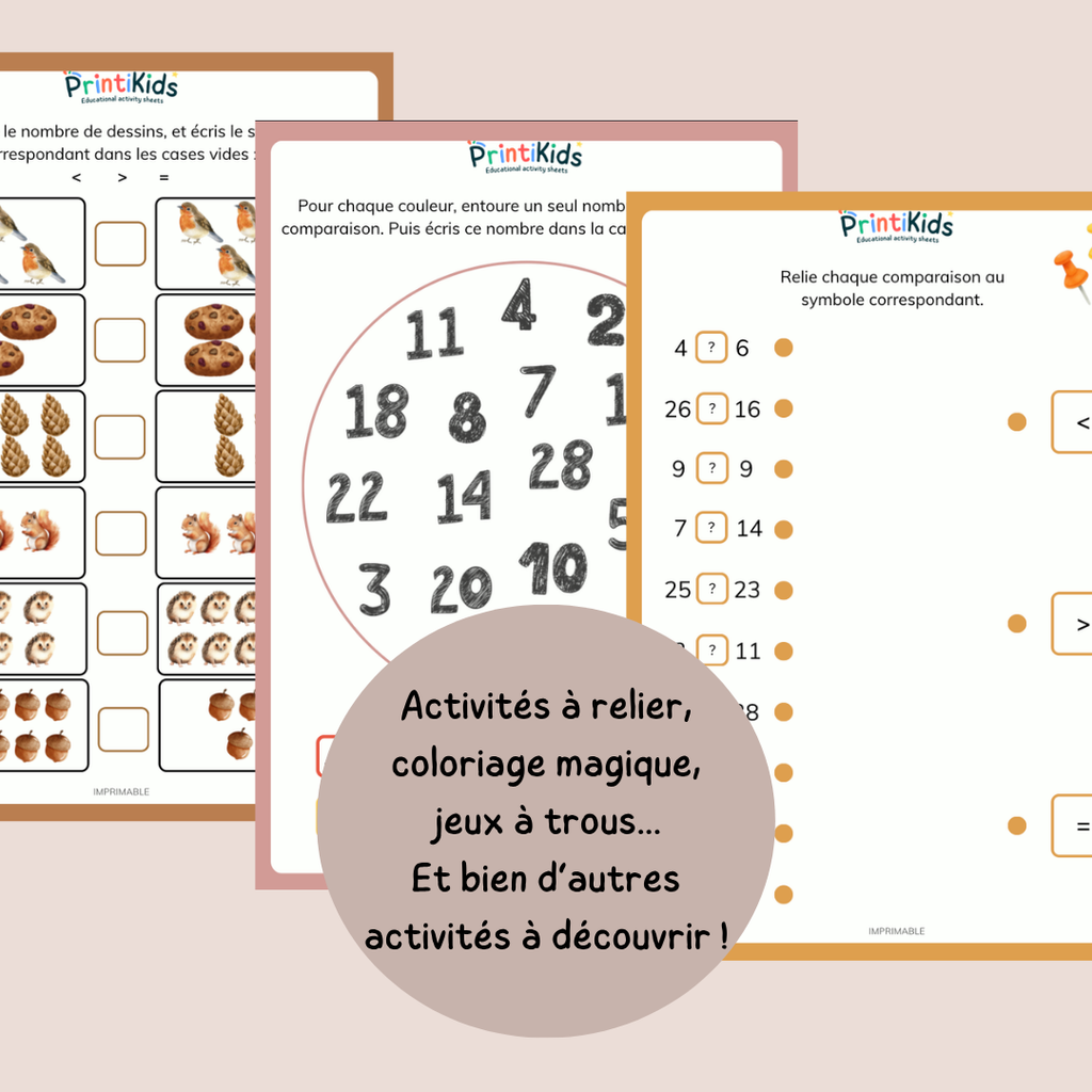 Pack comparaison de nombres – Activités progressives à imprimer - CP