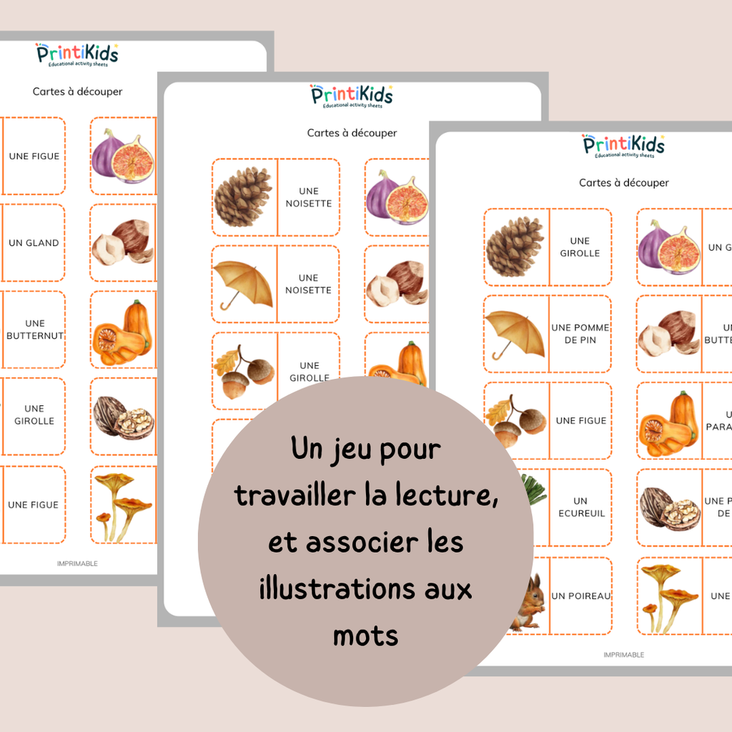 Domino de l'automne – Jeu de lecture et vocabulaire - CP CE1
