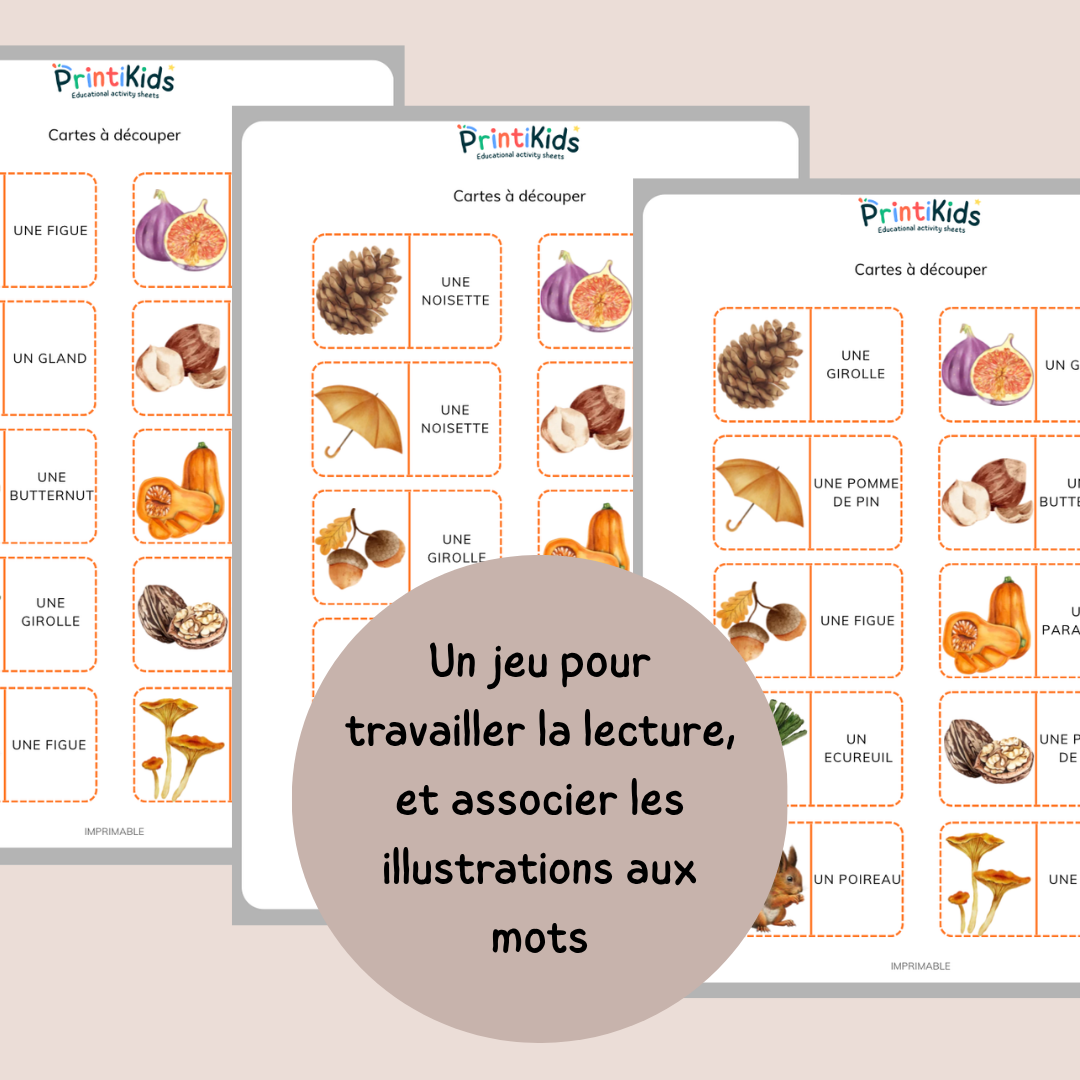 Domino de l'automne – Jeu de lecture et vocabulaire - CP CE1
