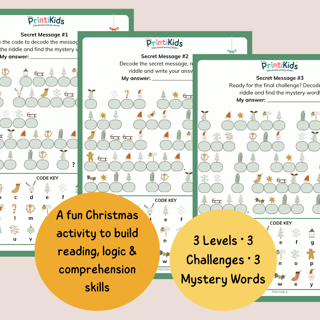 Free Printable Christmas Activity – Santa’s Secret Messages – Grade 1–2