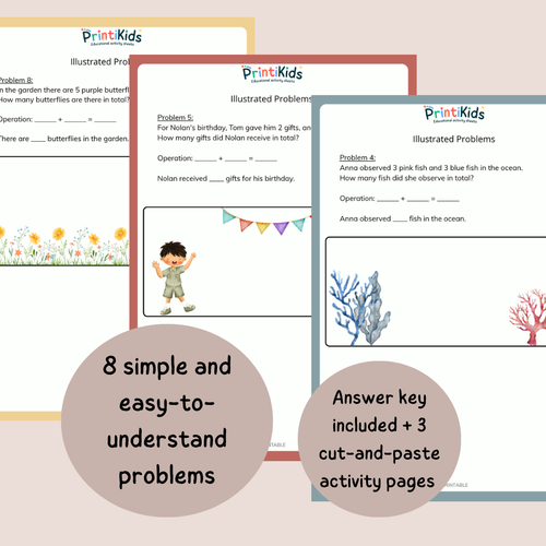 Addition Word Problems Worksheets – Illustrated Math Activities (Ages 6–8 | Grade 1–2 / Year 2–3)
