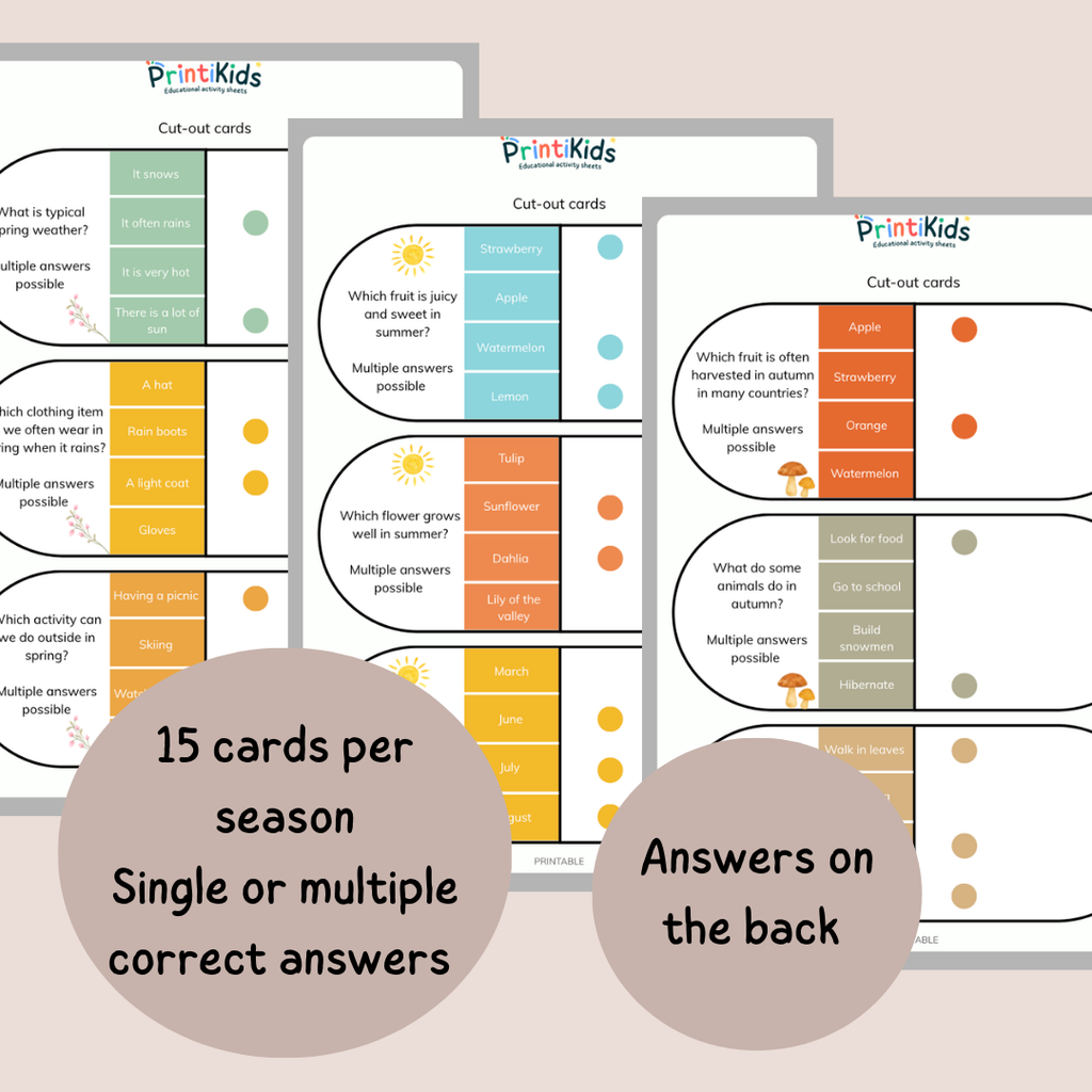 Seasons Clip Cards - Ages 6-7 | Grade 1-2 | Year 2-3