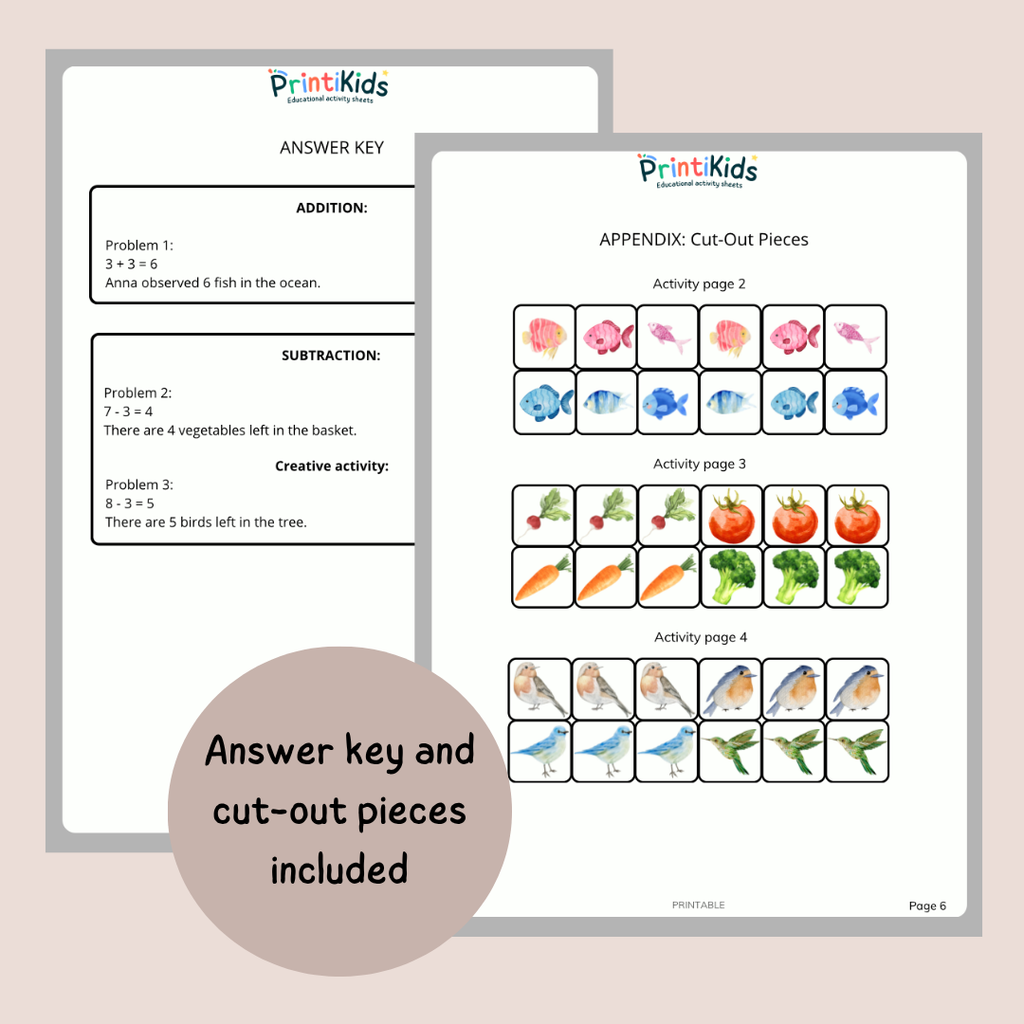 Free Addition and Subtraction Worksheets – Illustrated Word Problems – Grade 1 / Year 2