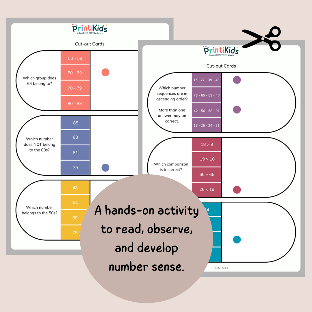 Clip Cards – Compare and Order Numbers – Grade 1