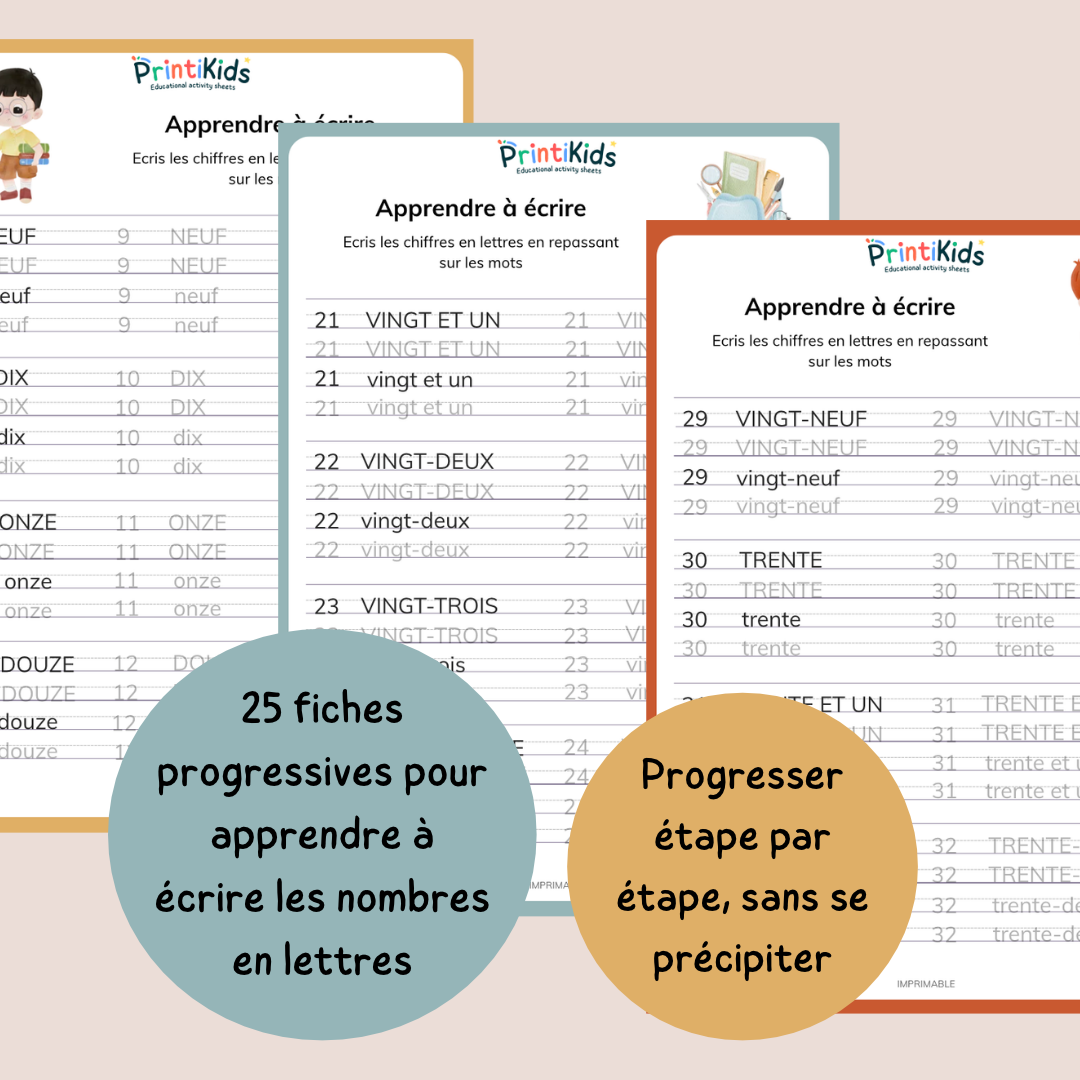 Fiche écriture - Nombres en lettres jusqu'à 100 CP CE1 CE2