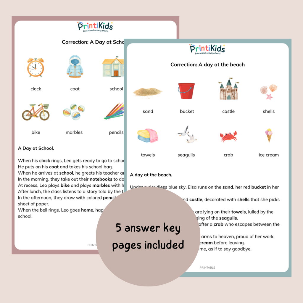 Illustrated Reading Comprehension Worksheets – Fill in the Missing Words - Grade 1 / Year 2