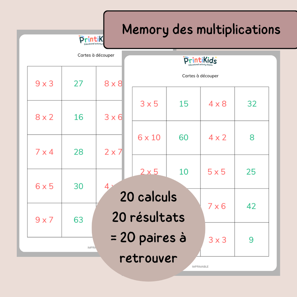 Pack jeux des multiplications - 4 activités CE1 CE2