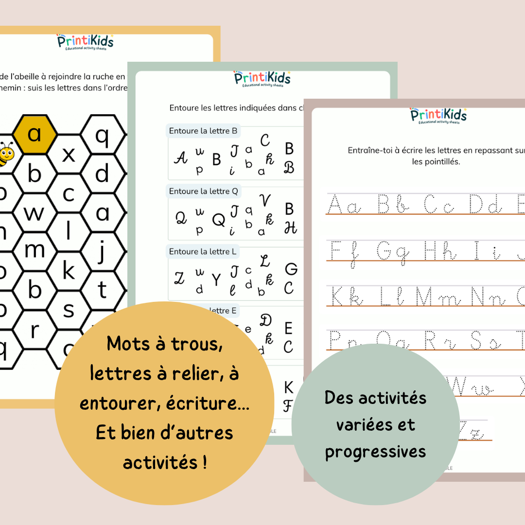 Activités alphabet – 20 fiches lettres de l’alphabet - GS - CP