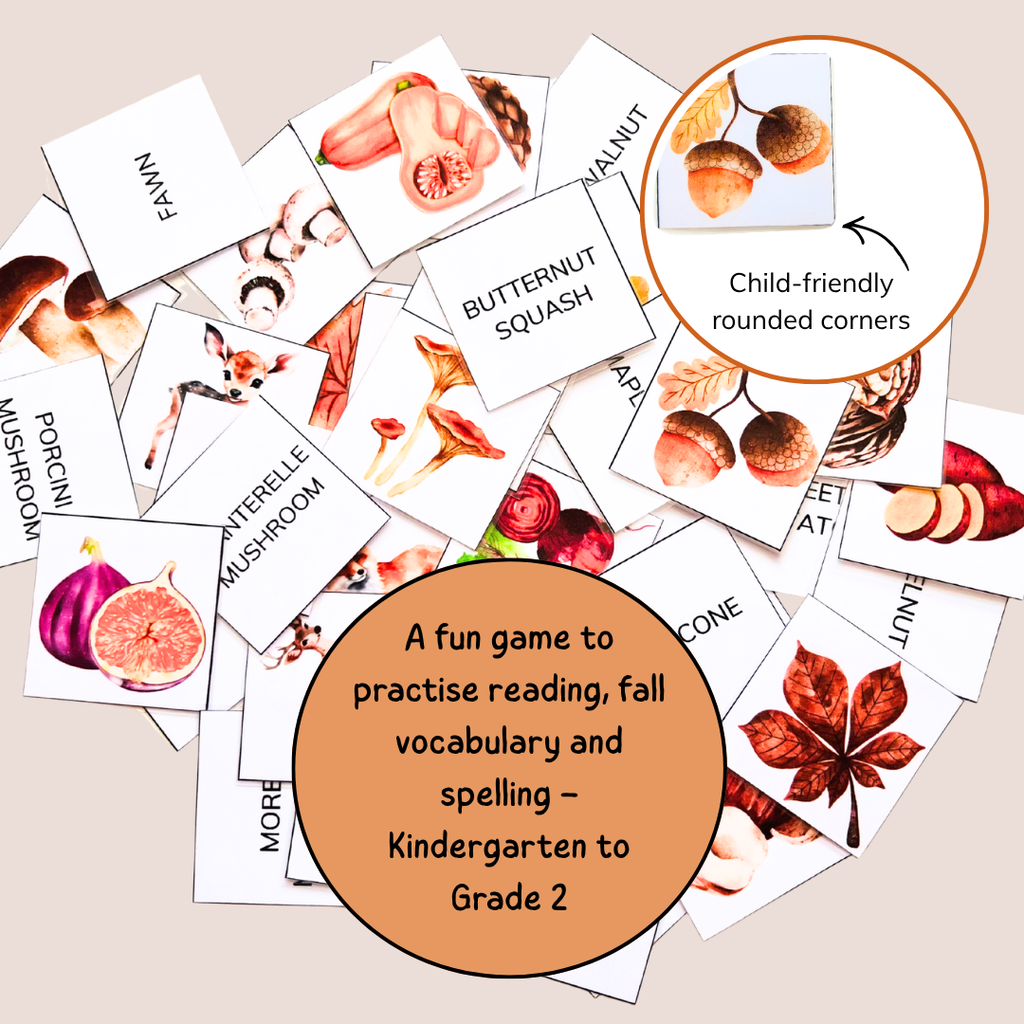 Fall Memory Game - Reading & Vocabulary Activity - Grade 1–3