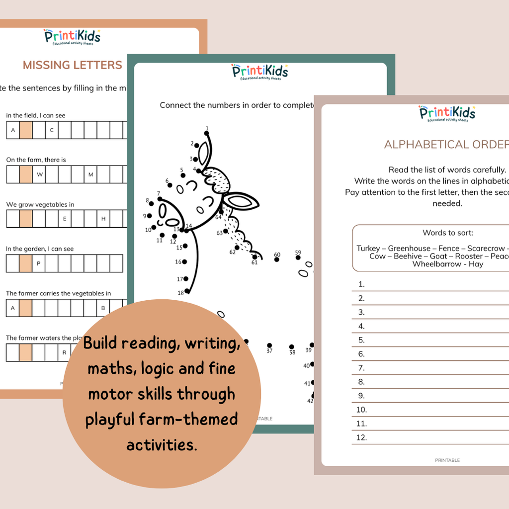Farm Activity Pack – 20 Printable Educational Activities - Grade 1–2