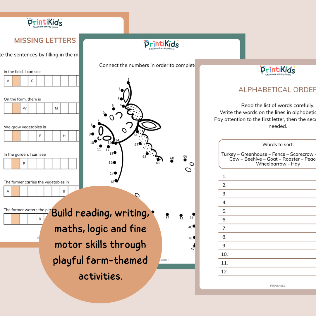 Farm Activity Pack – 20 Printable Educational Activities - Grade 1–2