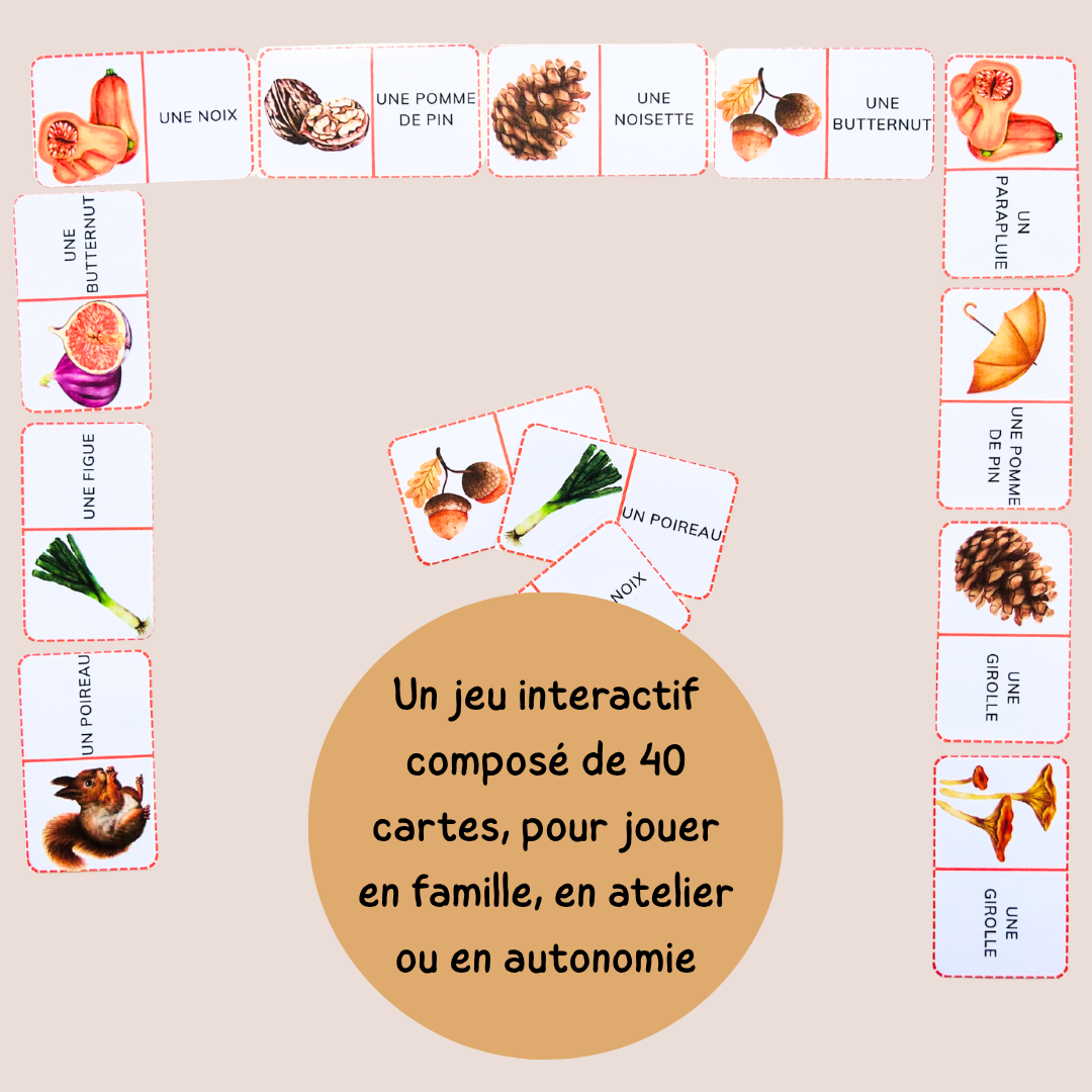 Domino de l'automne – Jeu de lecture et vocabulaire - CP CE1