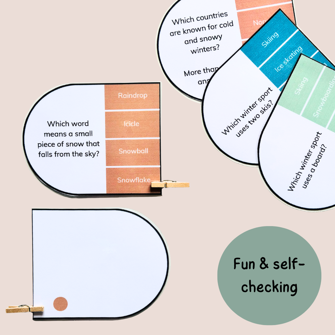 Winter Clip Cards – Reading & Comprehension – Grade 1–3