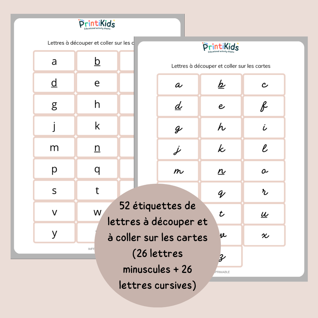 Activité d’association des lettres majuscules, minuscules et cursives pour enfants – GS CP