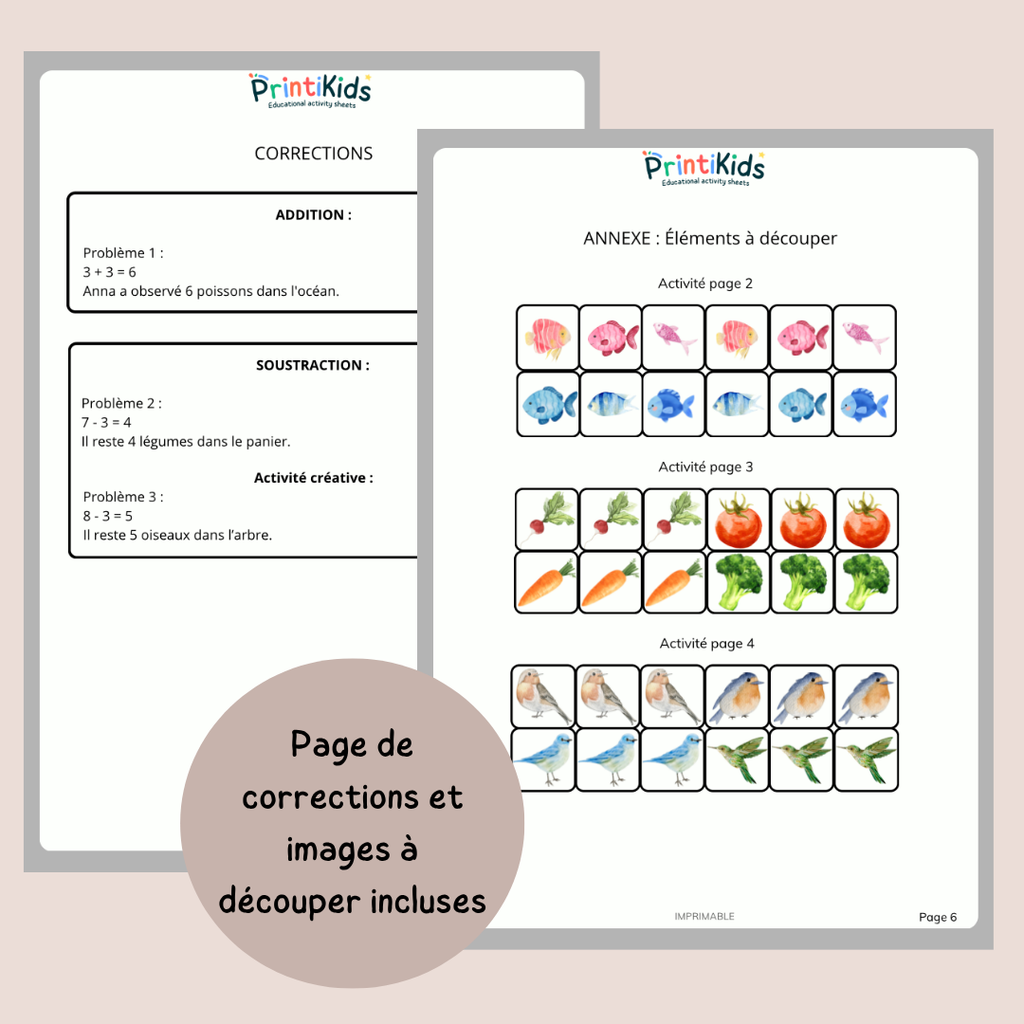 Pack gratuit additions et soustractions à imprimer – problèmes illustrés et manipulation - CP CE1