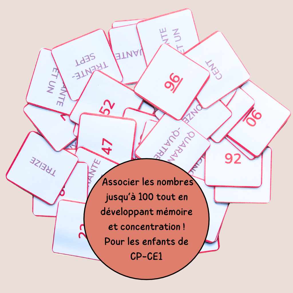 Memory des nombres jusqu’à 100 - Jeu de chiffres et lettres CP CE1