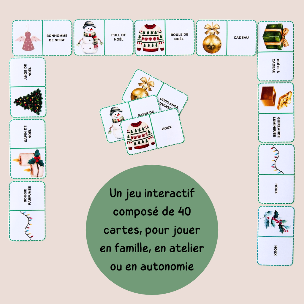 Domino de Noël – Jeu de lecture et de vocabulaire - CP CE1