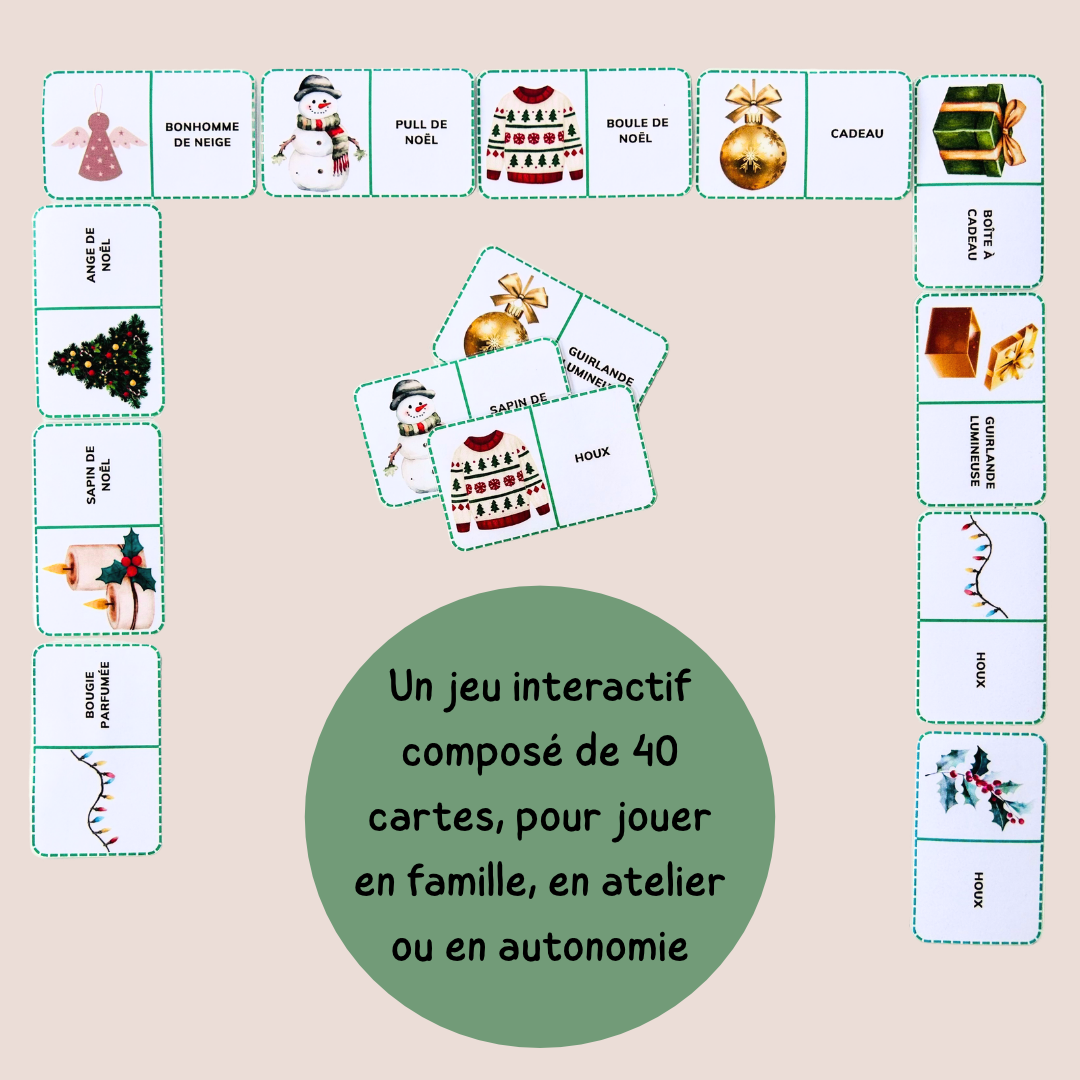 Domino de Noël – Jeu de lecture et de vocabulaire - CP CE1