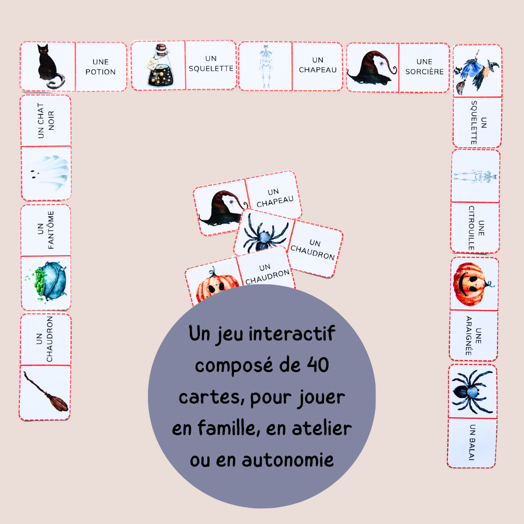 Domino Halloween – Jeu de lecture et vocabulaire – CP CE1