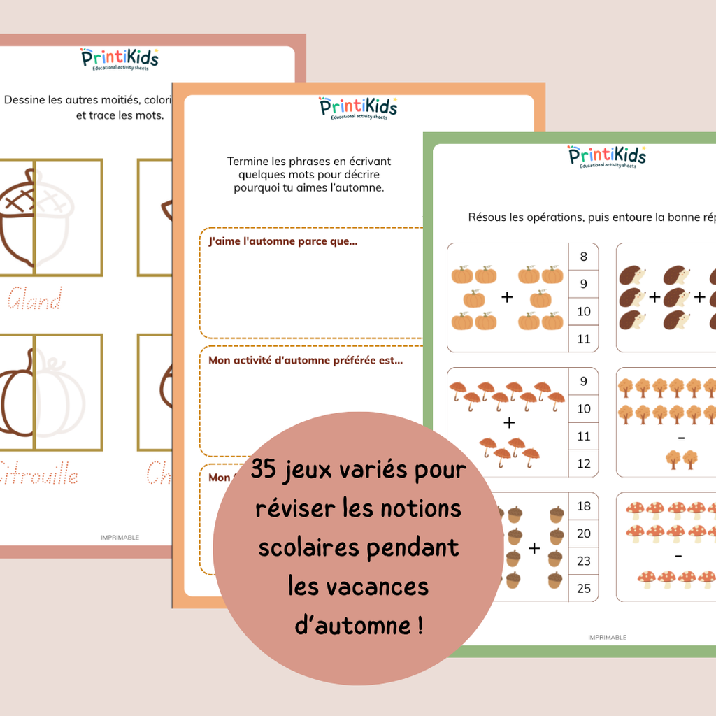 Maxi Pack d'activités d'automne à imprimer – 35 activités éducatives - CP CE1