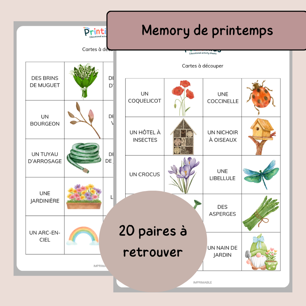 Pack jeux de printemps – Pack de 4 activités vocabulaire et lecture - CP CE1