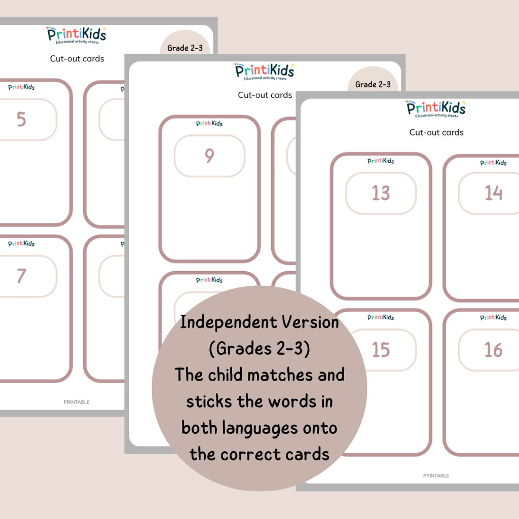 🇫🇷🇬🇧 Bilingual Number Words Cards (1–20) – Hands-On French & English Learning | Grade 1–3