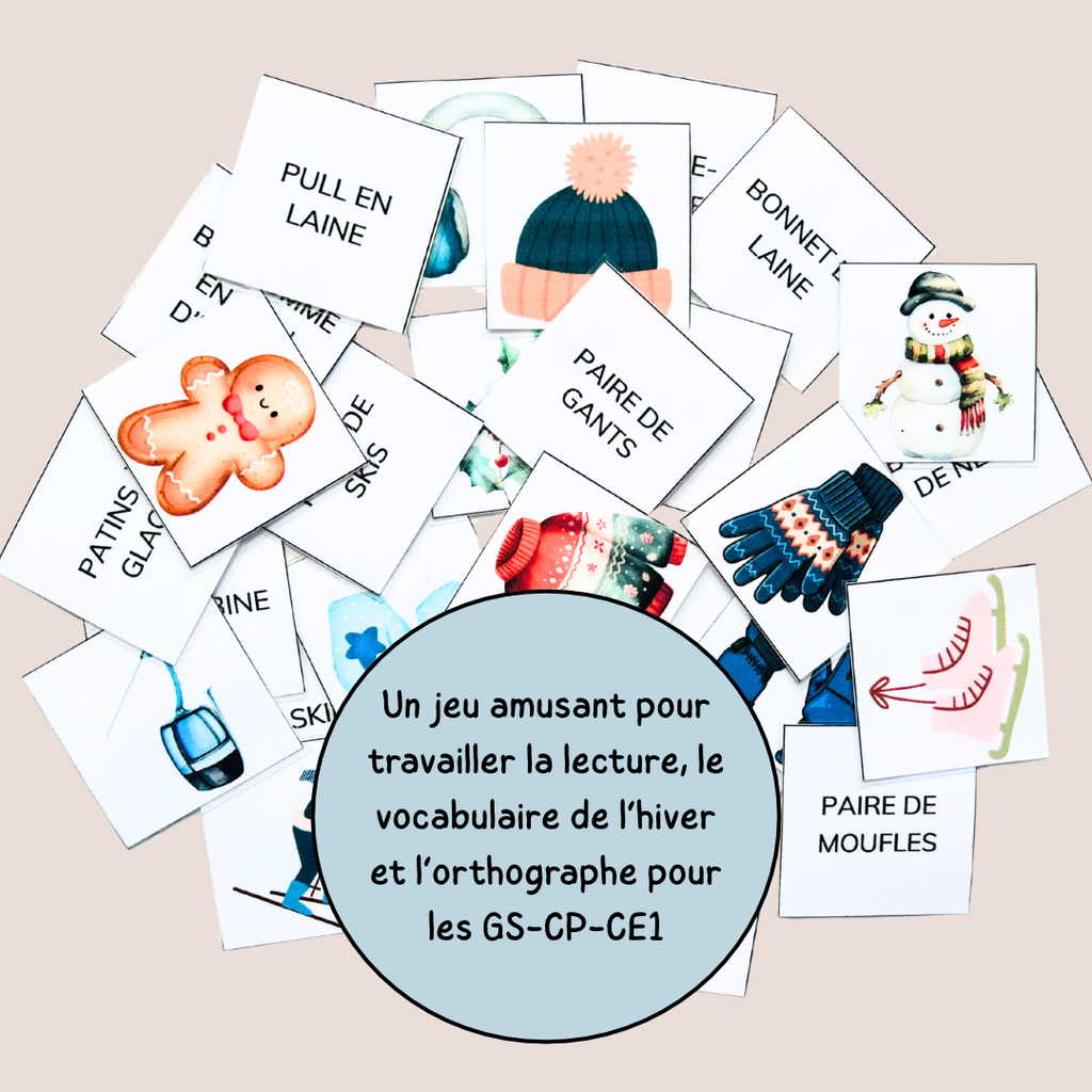 Memory de l’hiver – Jeu de lecture et vocabulaire - CP CE1