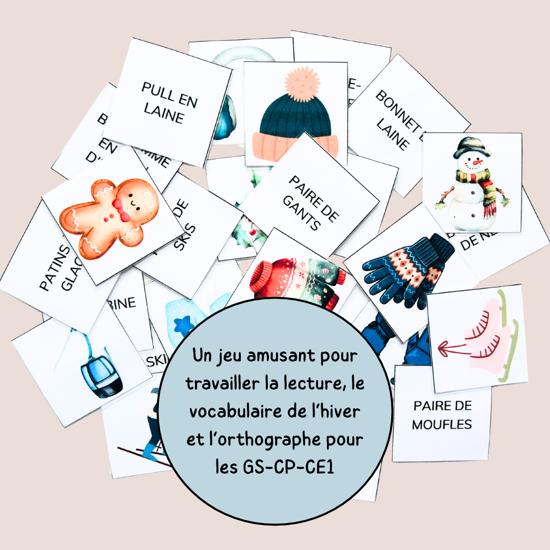 Memory de l’hiver – Jeu de lecture et vocabulaire - CP CE1
