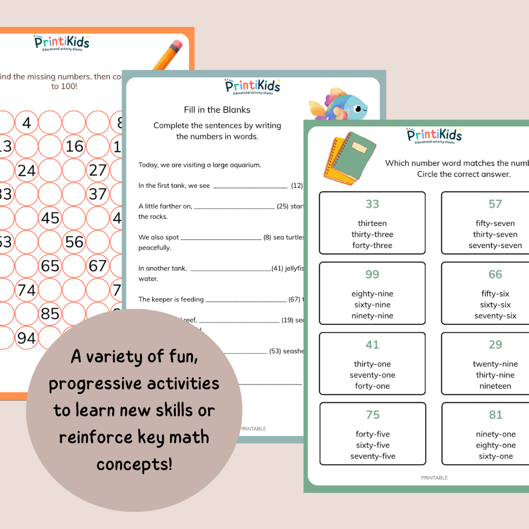 Number Words to 100 Activity Pack - Grade 1 / Year 2