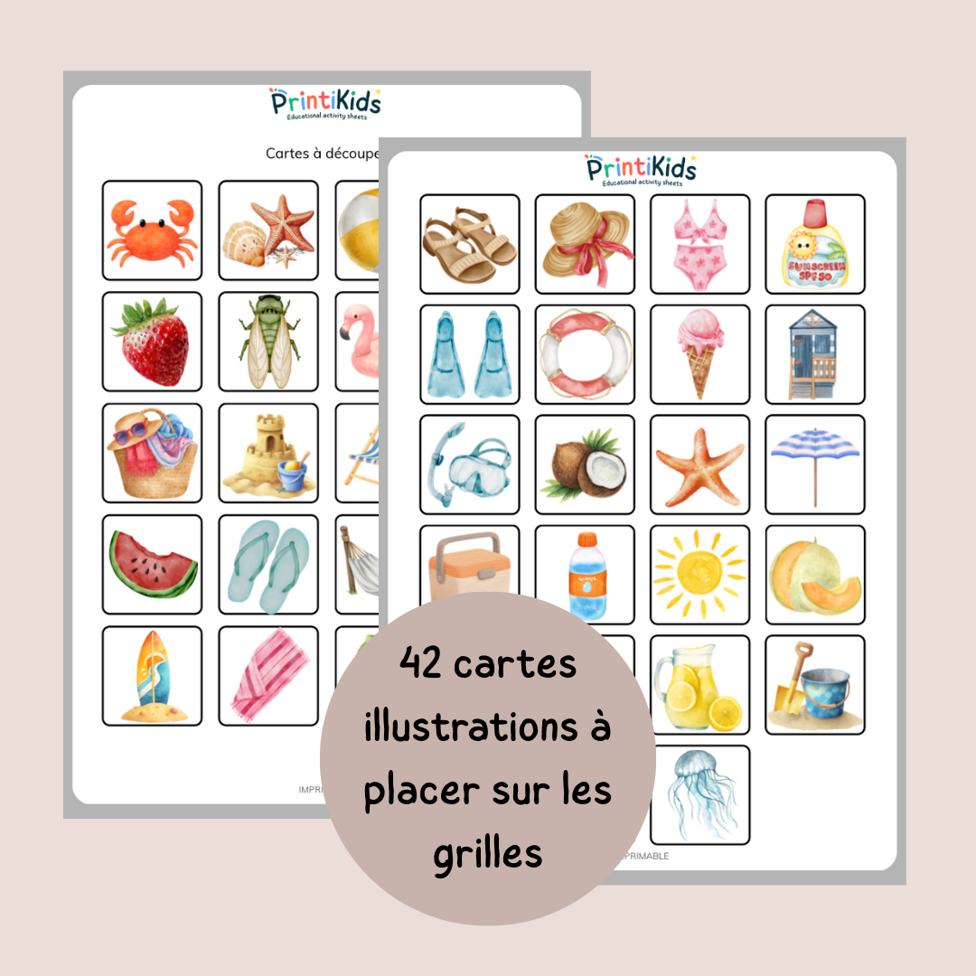 Loto des mots de l’été – Lecture et vocabulaire à imprimer CP CE1