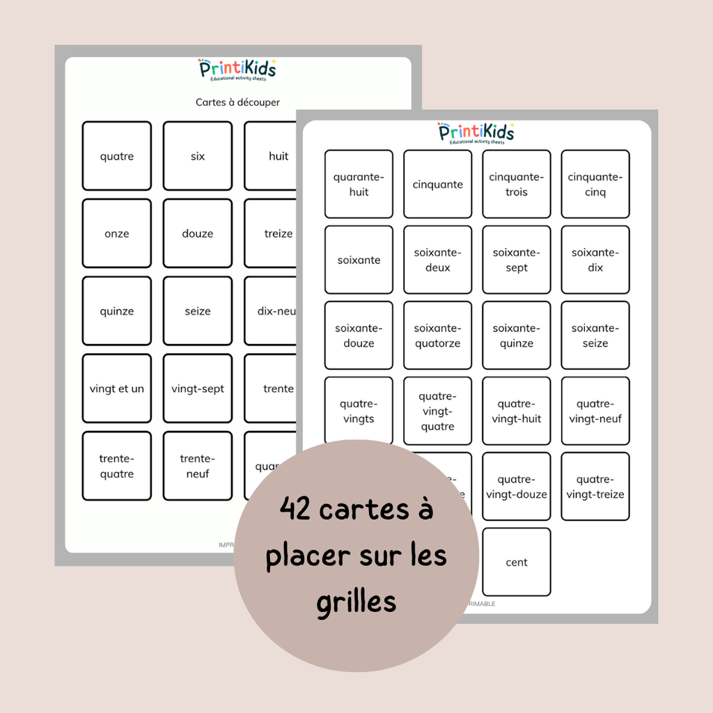 Loto des nombres jusqu’à 100 – Chiffres et lettres - CP CE1 CE2