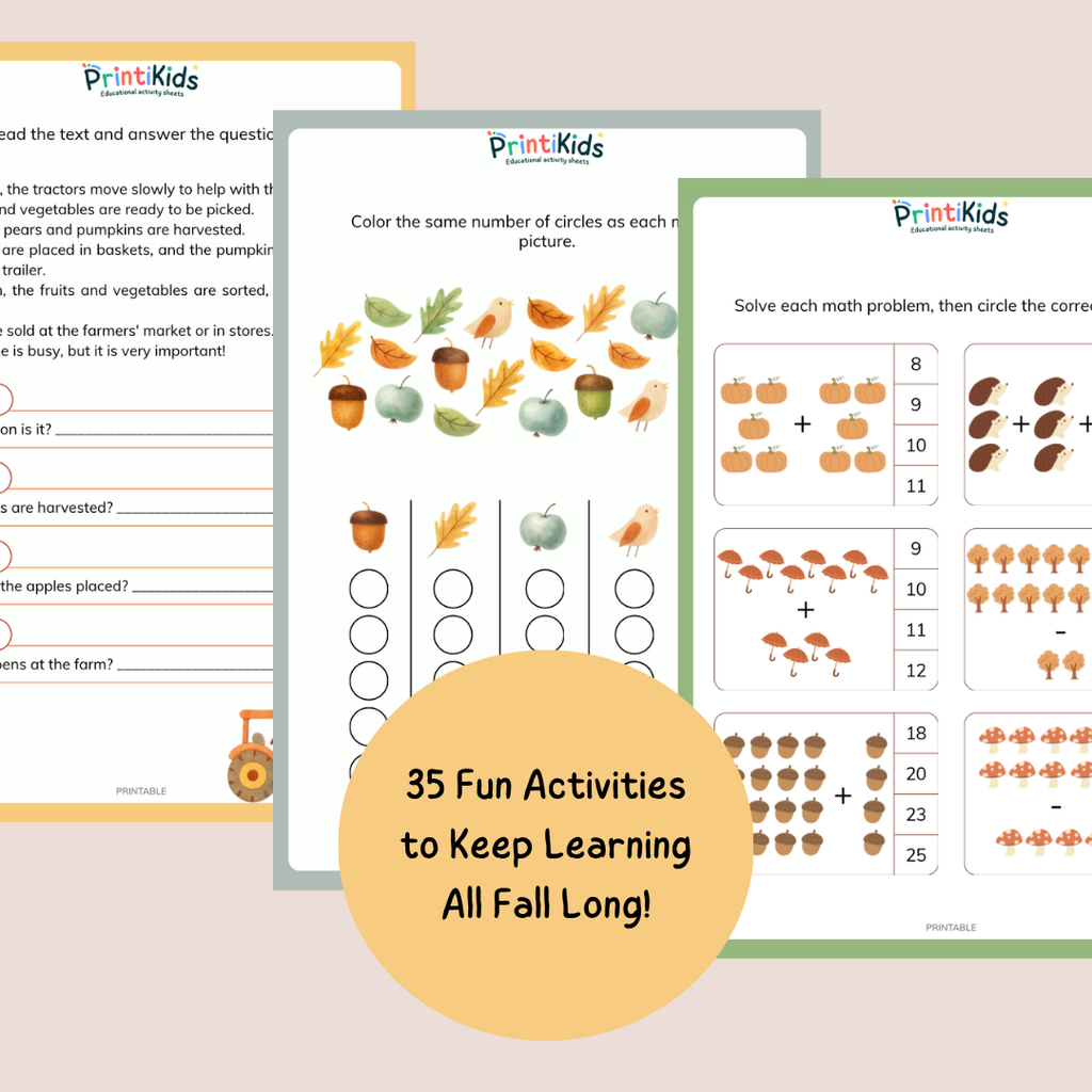 Complete Fall Activity Pack – 35 Printable Worksheets & Games – Grade 1–2