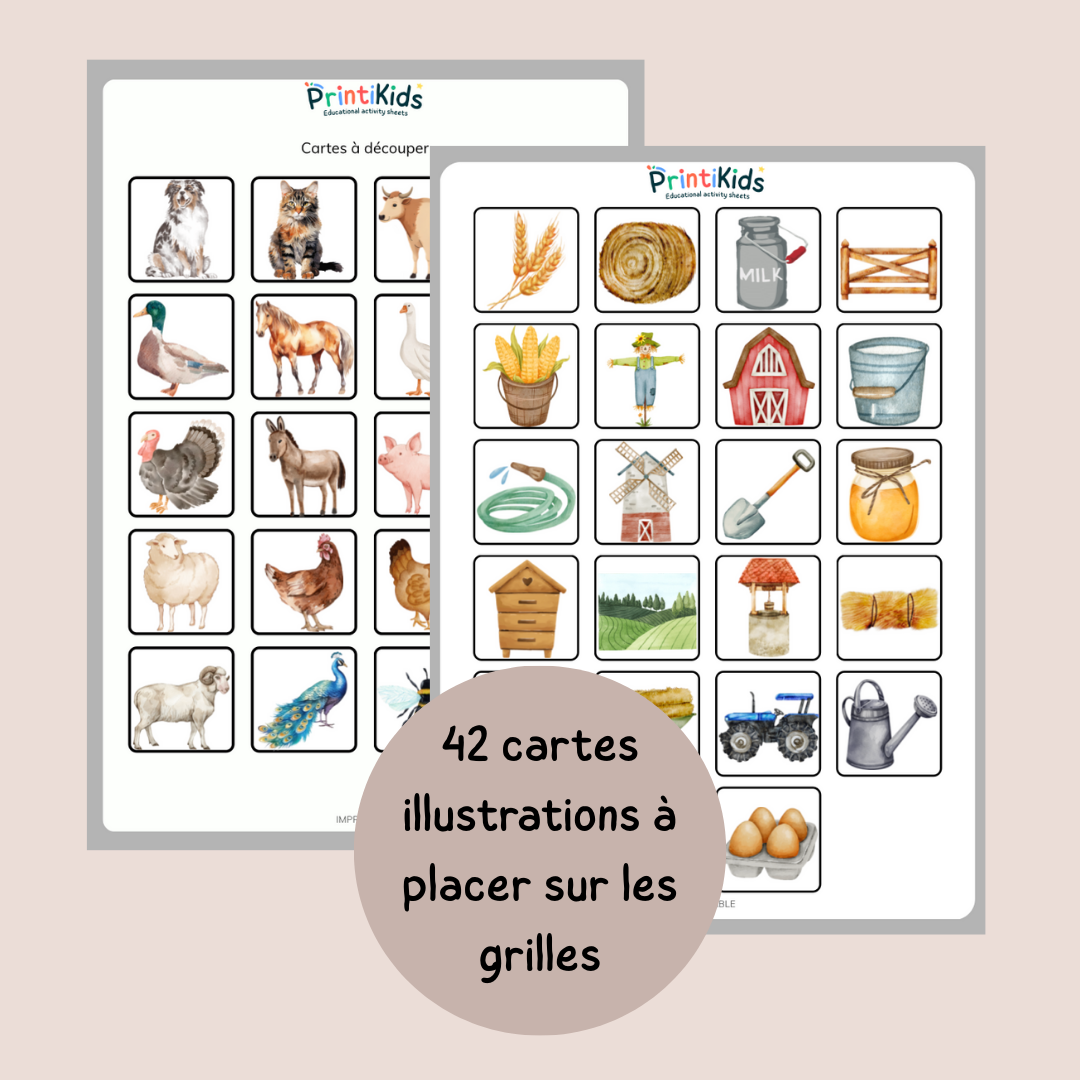 Loto de la ferme – Jeu de lecture et vocabulaire CP CE1