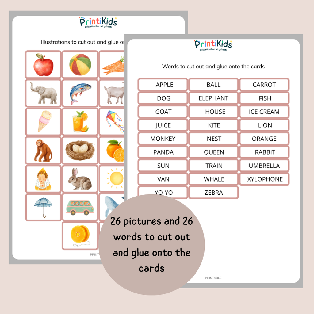 Alphabet Matching Game – Letters, Images & First Words - Preschool, Kindergarten