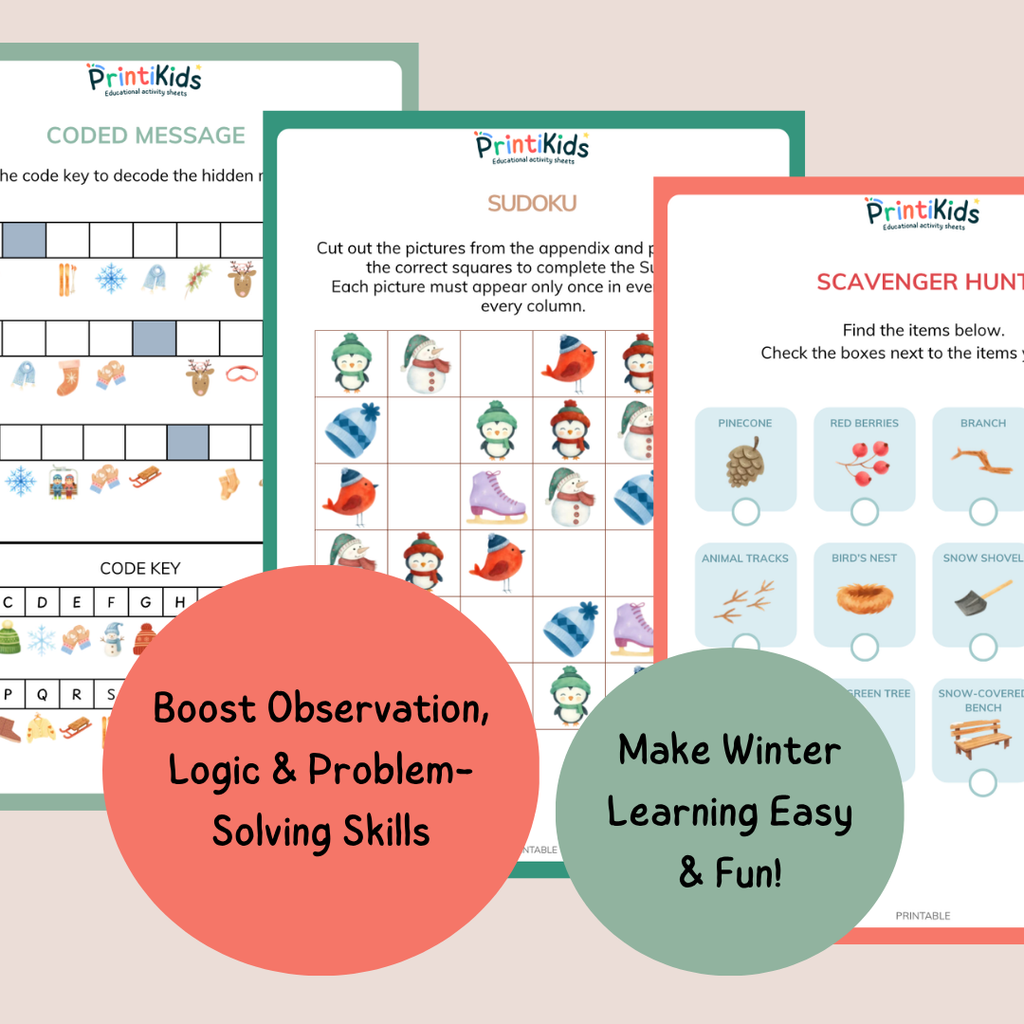 Complete Winter Activity Pack – 35 Printable Worksheets & Games – Grade 1–2