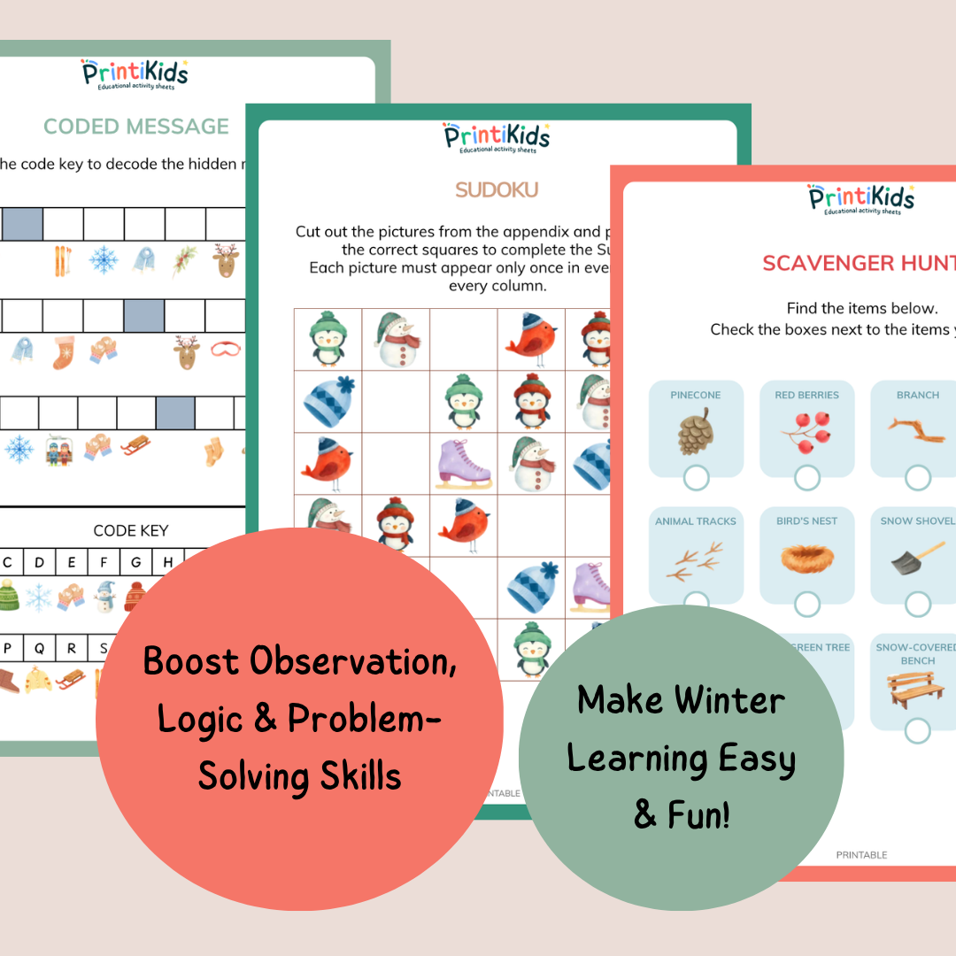 Complete Winter Activity Pack – 35 Printable Worksheets & Games – Grade 1–2